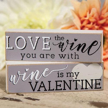 Wine is My Valentine Mini Block 2 Asstd - The Fox Decor